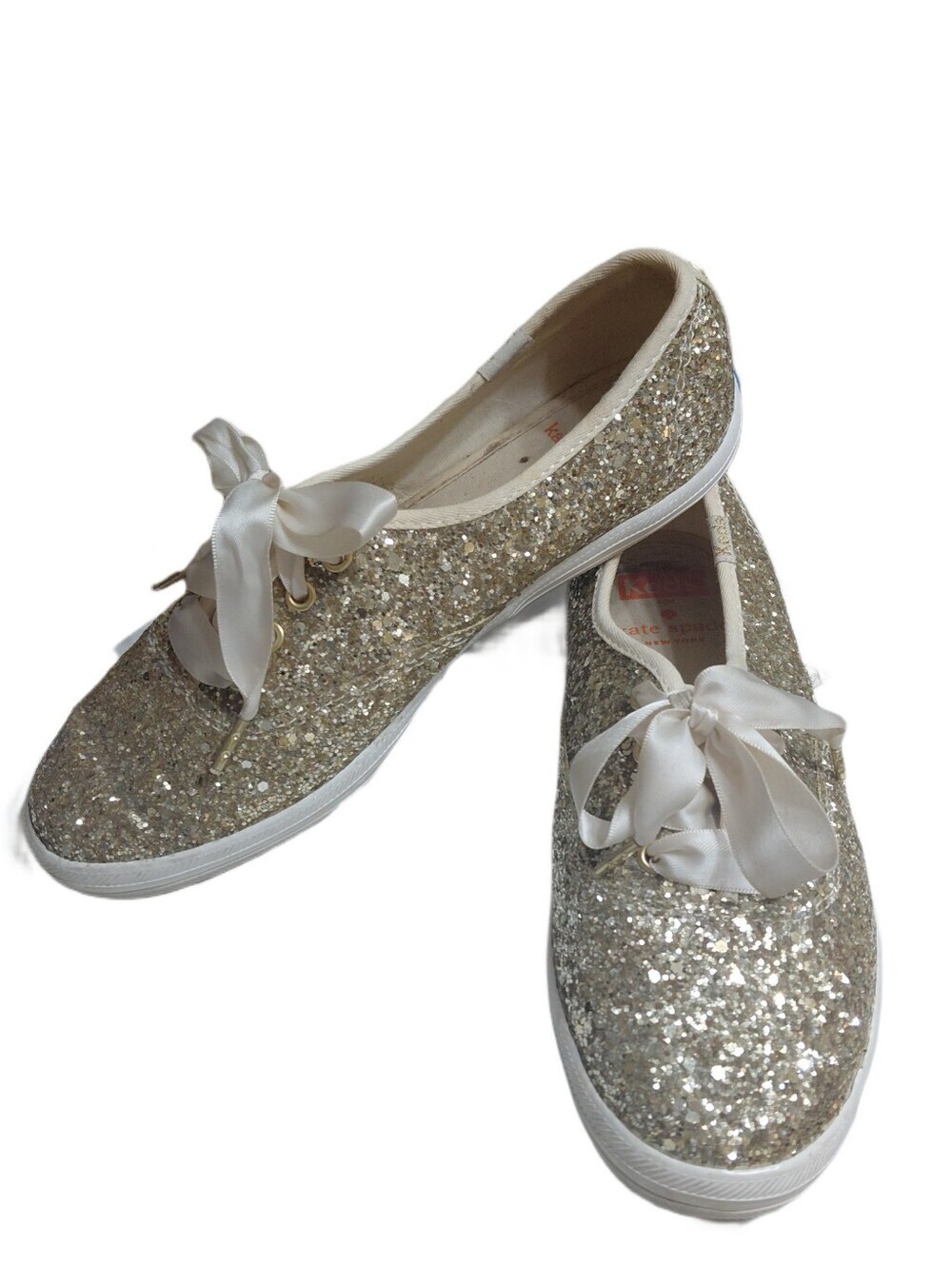 Kate Spade x Keds Gold Glitter Ribbon Sneakers Size 5.5